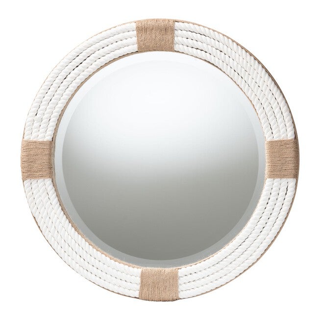 Makya Round Woven Rope Mirror, WHITE, alternate image number null