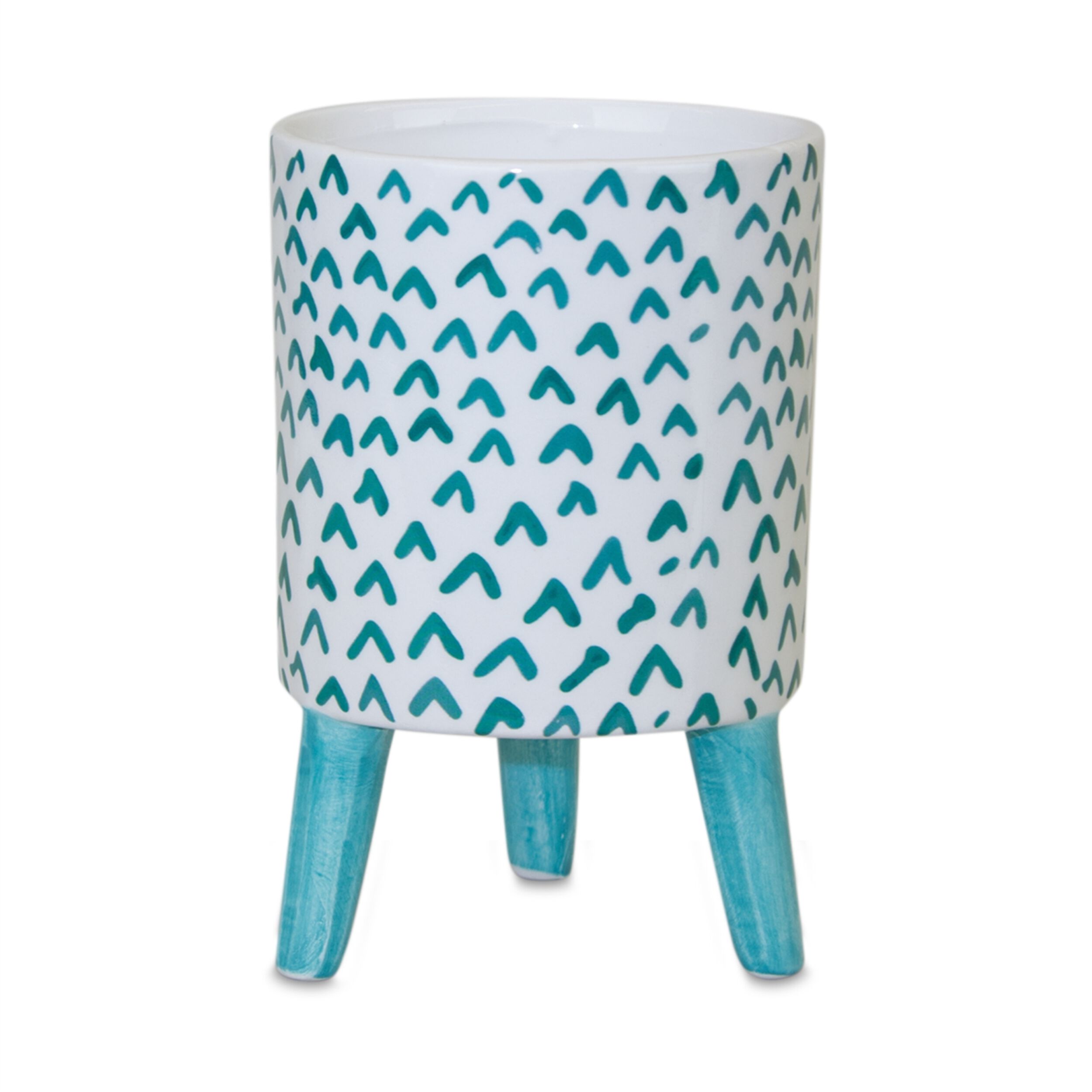 Blue Patterned Pot with Legs (Set of 2), BLUE/WHITE/BLUE, alternate image number 2
