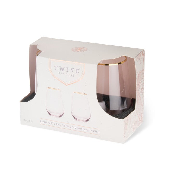 Rose Crystal Stemless Wine Glass Set, , alternate image number null