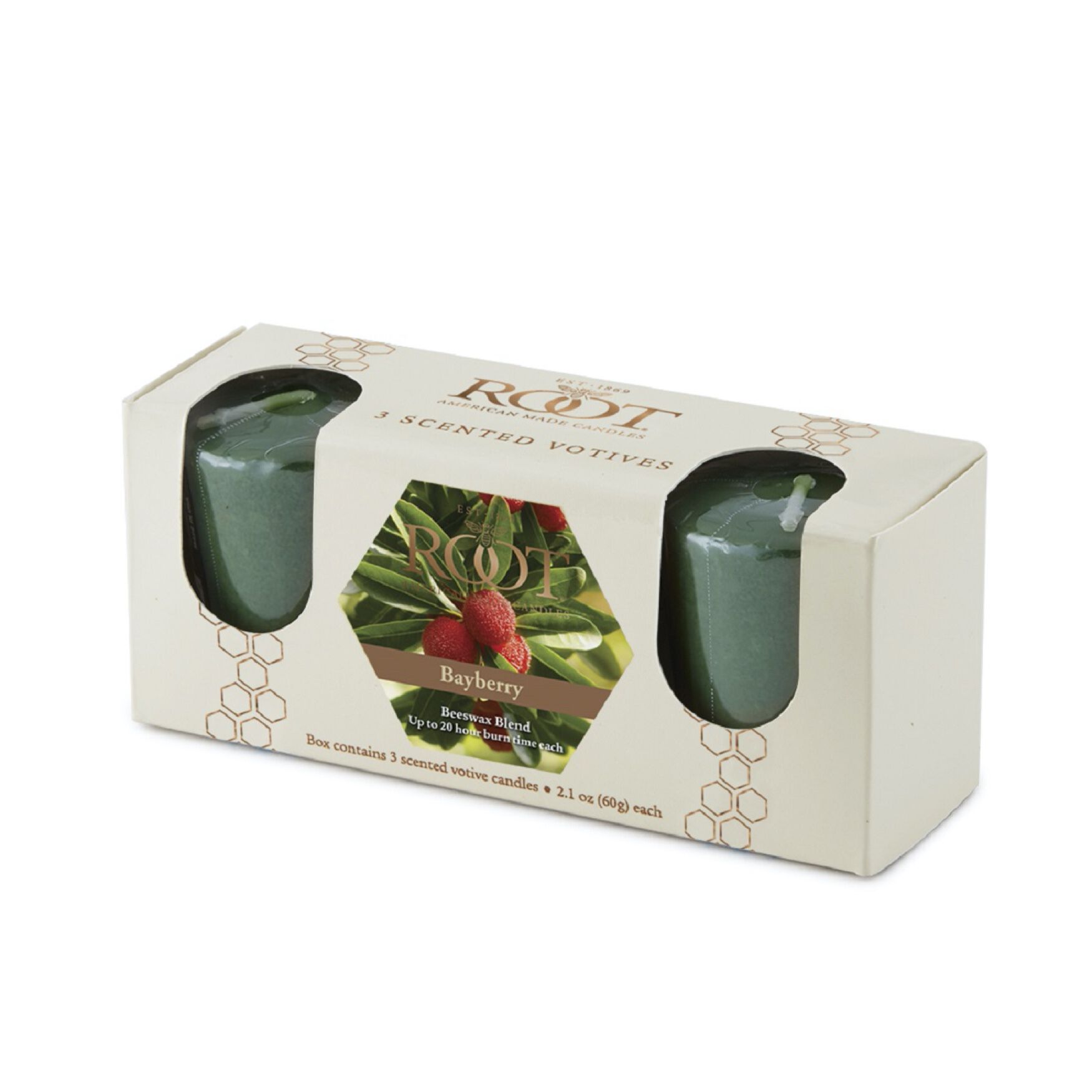 Bayberry Scented Votive Candle, Set 3, GREEN, hi-res image number 0