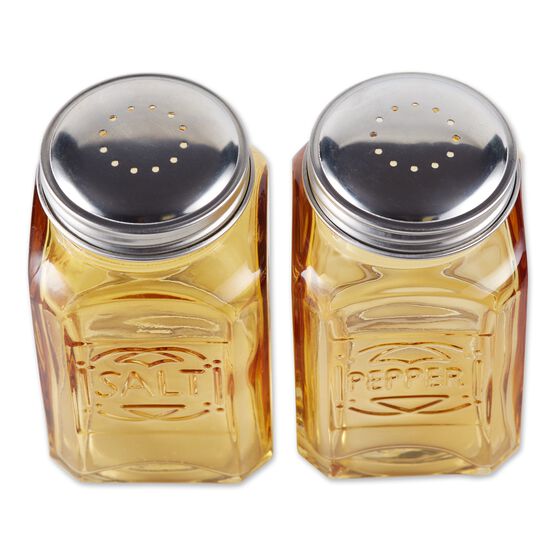 Retro Glass Salt & Pepper Set - Amber, , alternate image number null