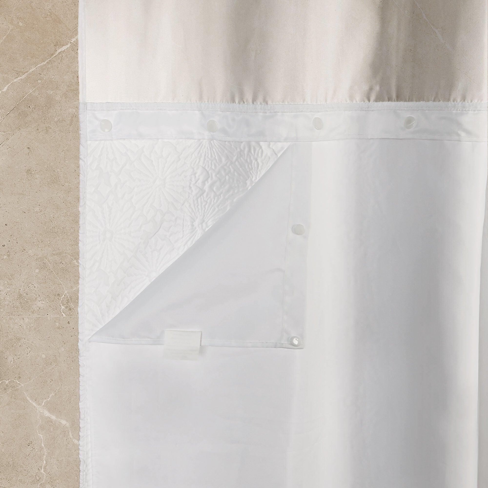 Starburst Crinkle Shower Curtain with Snap-in Liner, Hooks Included, WHITE, alternate image number 4