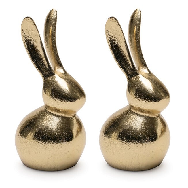 Modern Metal Bunny Decor (Set of 2), GOLD, alternate image number null