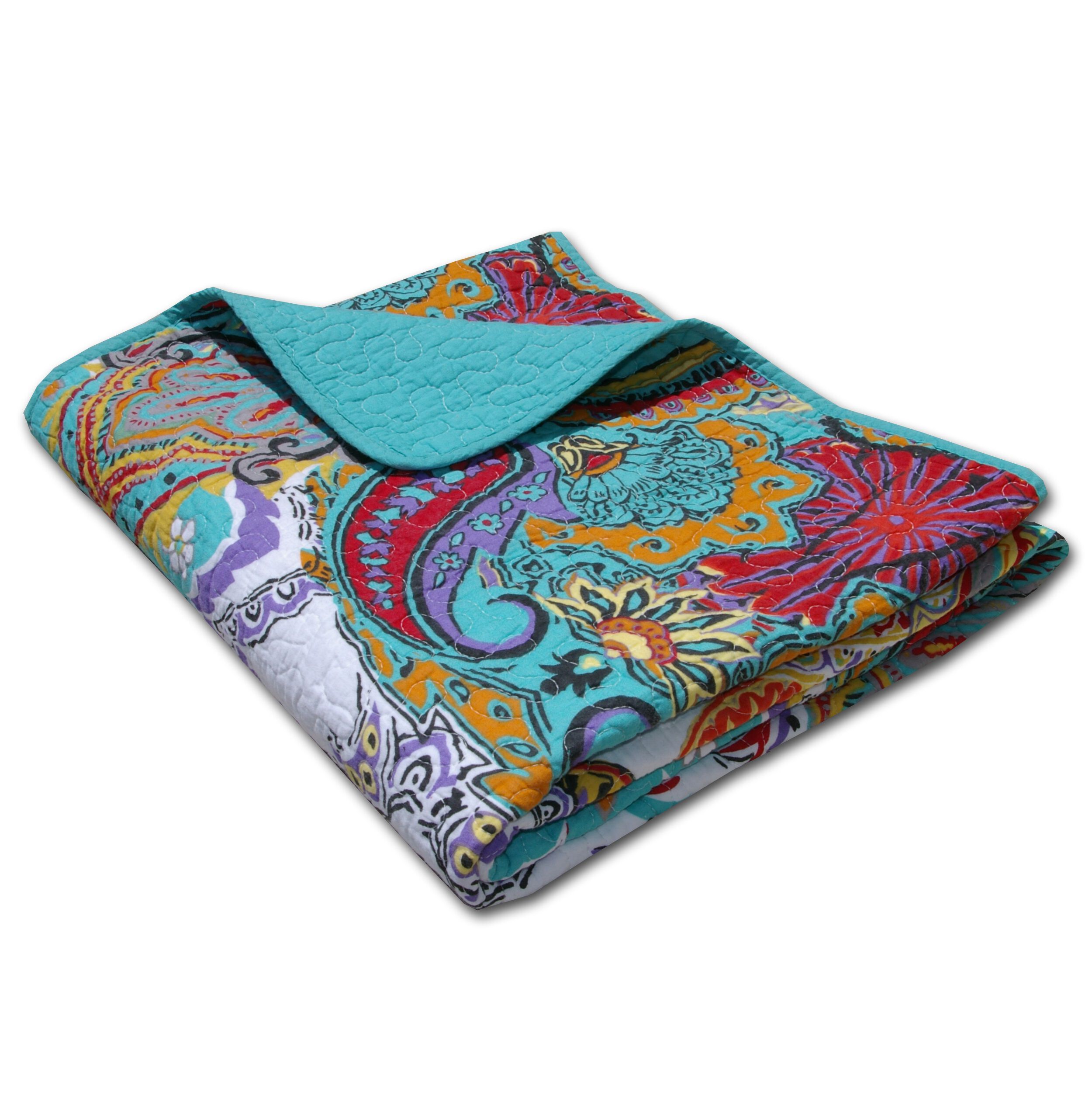 Nirvana Quilted Throw Blanket, TEAL, alternate image number 3