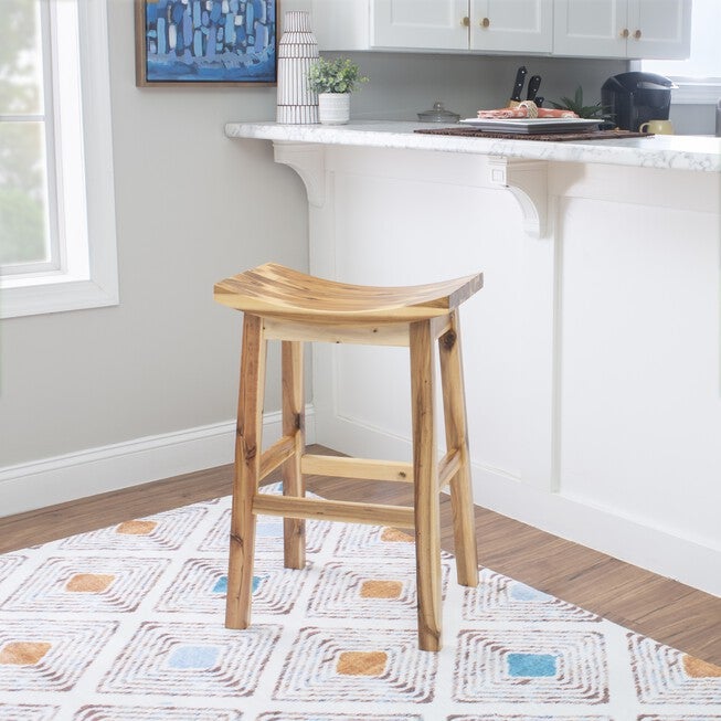 Archer Natural Saddle Barstool Backless Stools, , alternate image number null