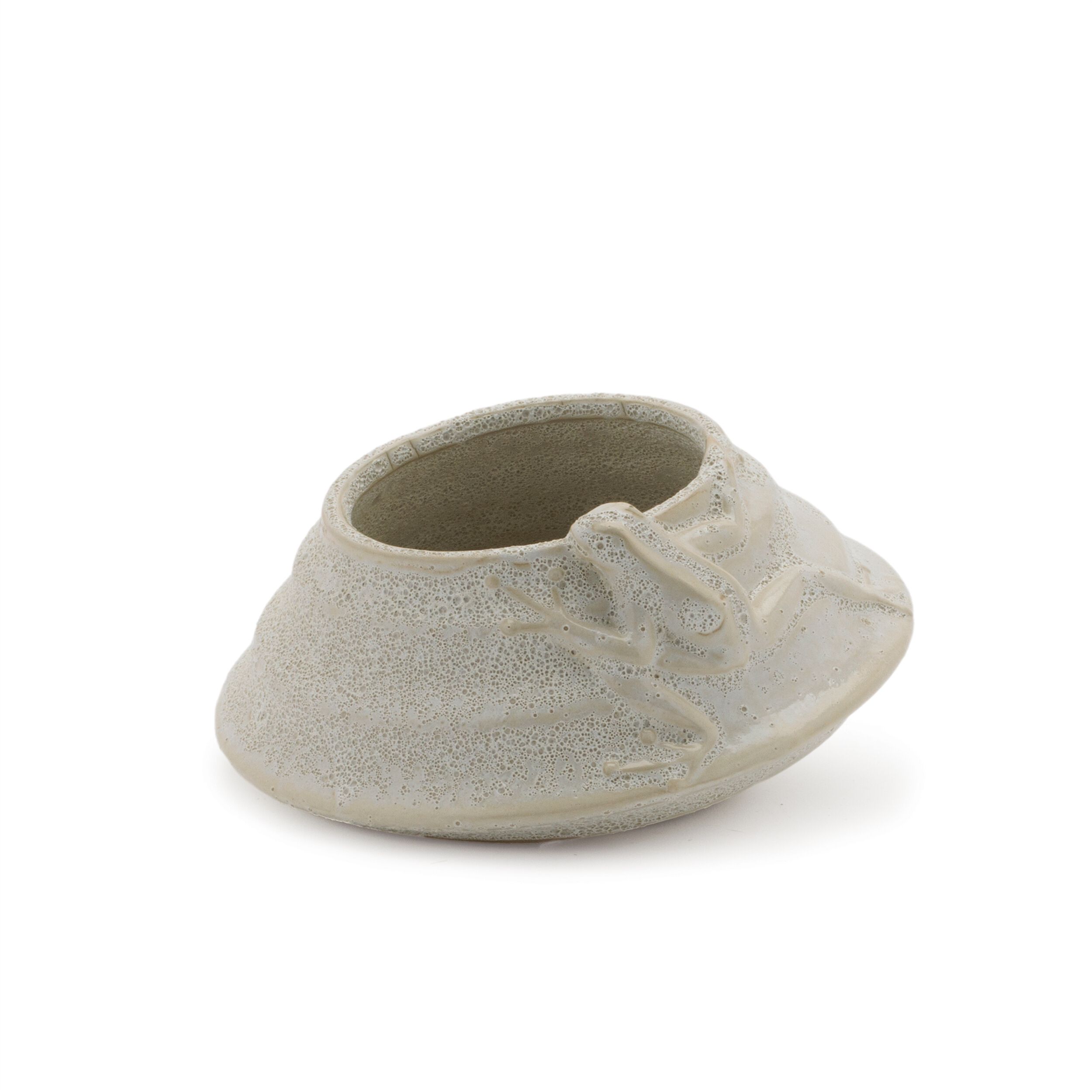 Round Porcelain Planter with Frog Set of 2, BEIGE, alternate image number 2