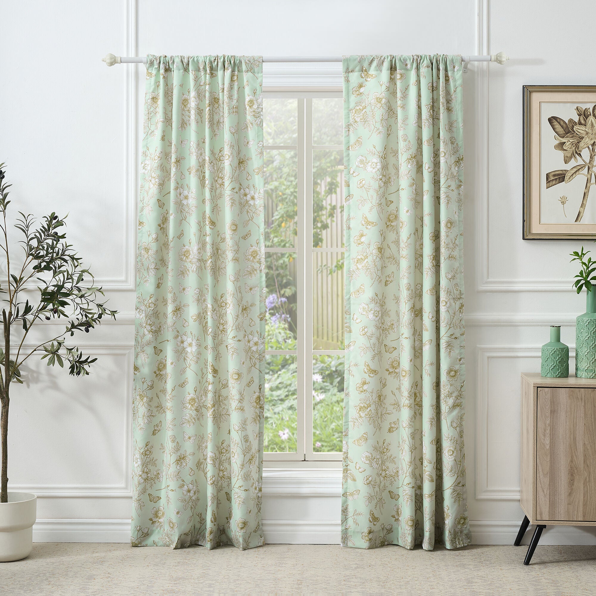 Greenland Home Fashions™ Olivia Window Curtain Panels, Set of 2, MINT, alternate image number 1