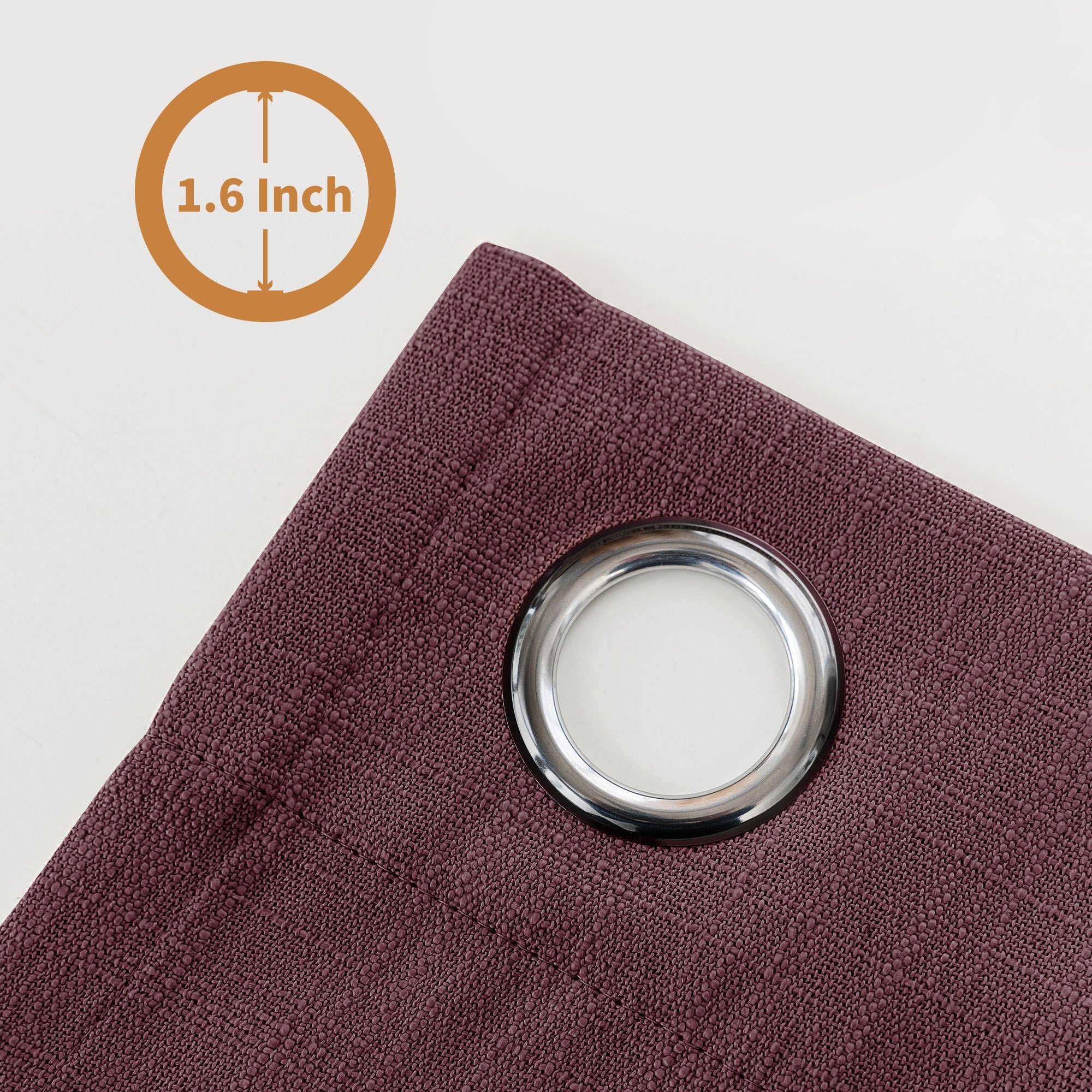 Slub Linen Texture Privacy and Light Filtering Grommet Pair, PURPLISH RED, alternate image number 2