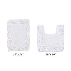 Shaggy Border Bath Rug Mat, 2 Pc Set (17" X 24" | 20" X 20")