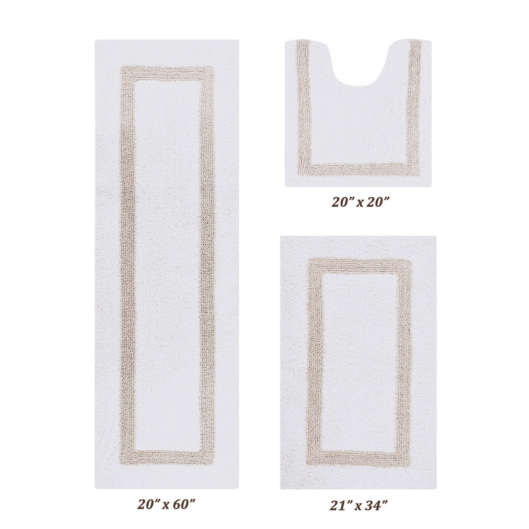 Hotel Collection 100% Cotton 3 Piece (20 inches X 20 inches | 21 inches X 34 inches | 20 inches X 60 inches) Bath Rug Set, WHITE SAND, hi-res image number 0