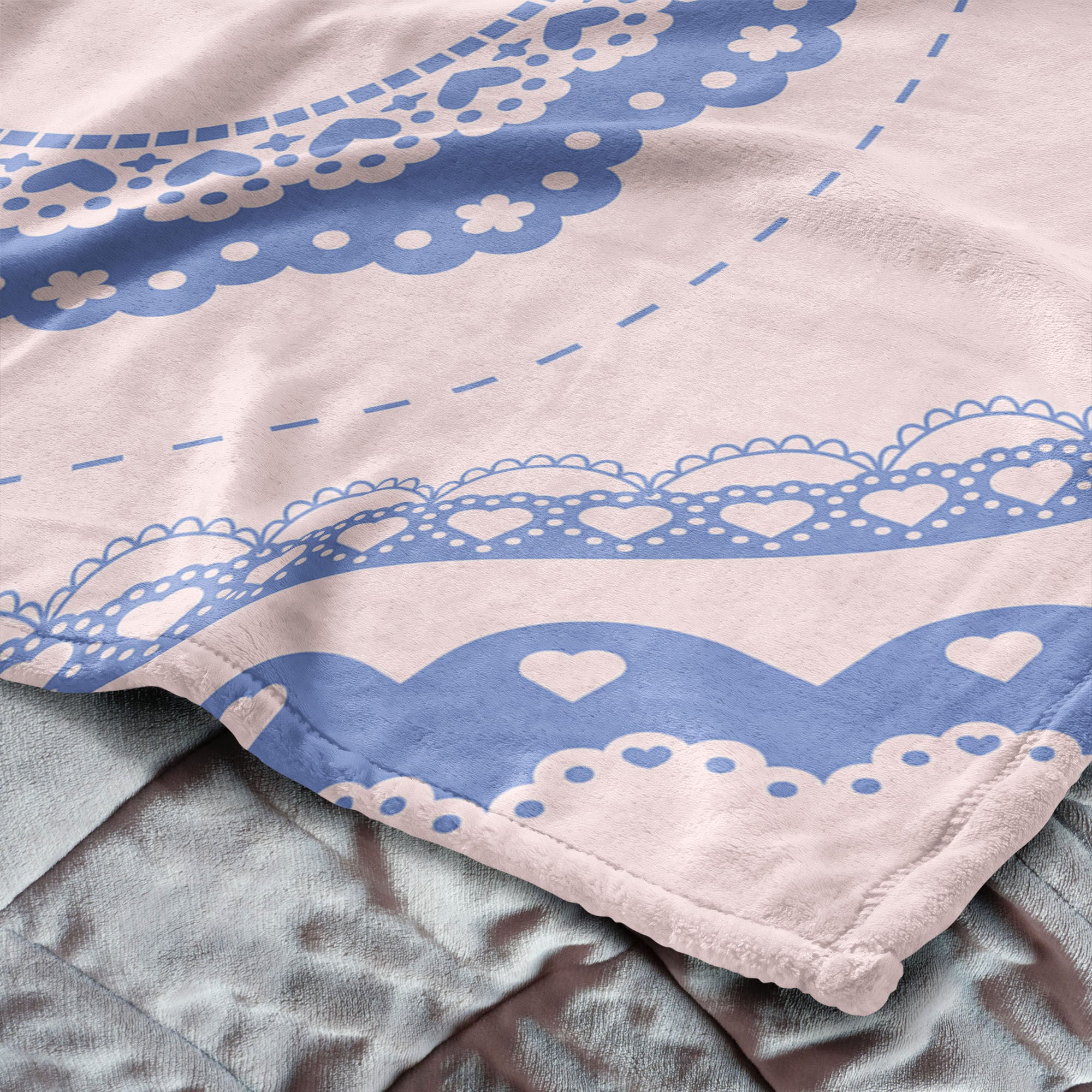 Valentine's Day Vintage Hearts Silk Touch Throw Blanket 60x80 Inches, BLUE, alternate image number 4