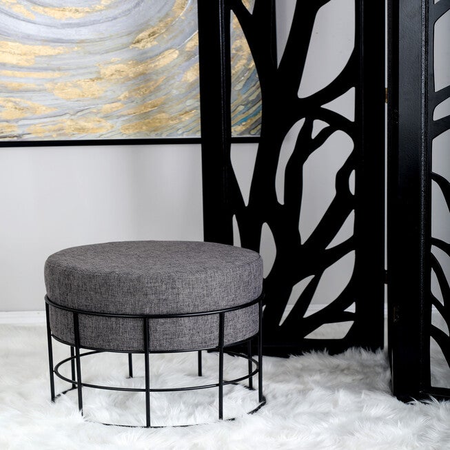 Dark Grey Metal Contemporary Stool, , alternate image number null