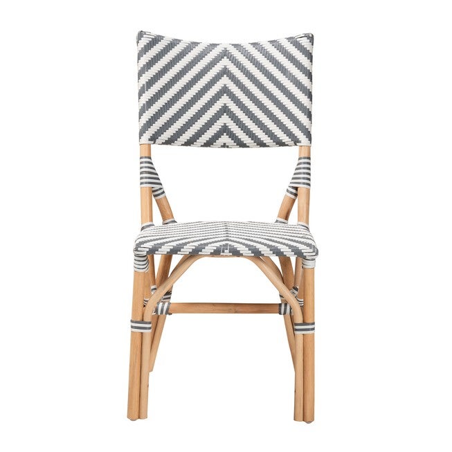Shai Modern French Grey And White Weaving And Natural Rattan Bistro Chair, , on-hover image number null
