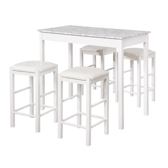 Lancer 5-Pc. Tavern Set White Faux Marble, , alternate image number null