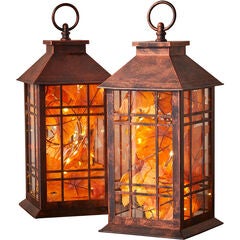 Set of 2 Harvest Maple Leaf Lanterns