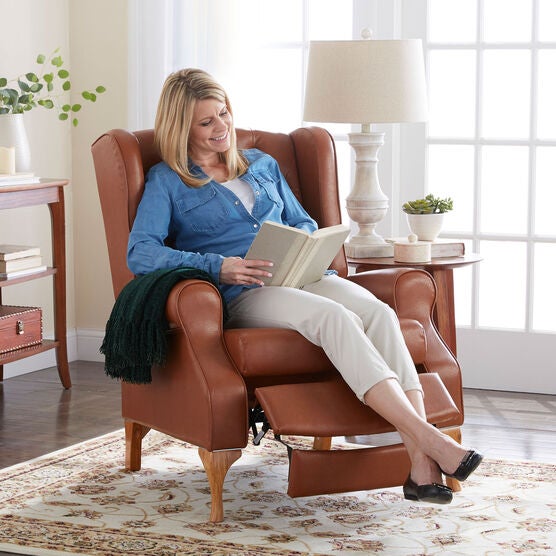 Oversized Queen Anne Style Tufted Wingback Recliner, , alternate image number null