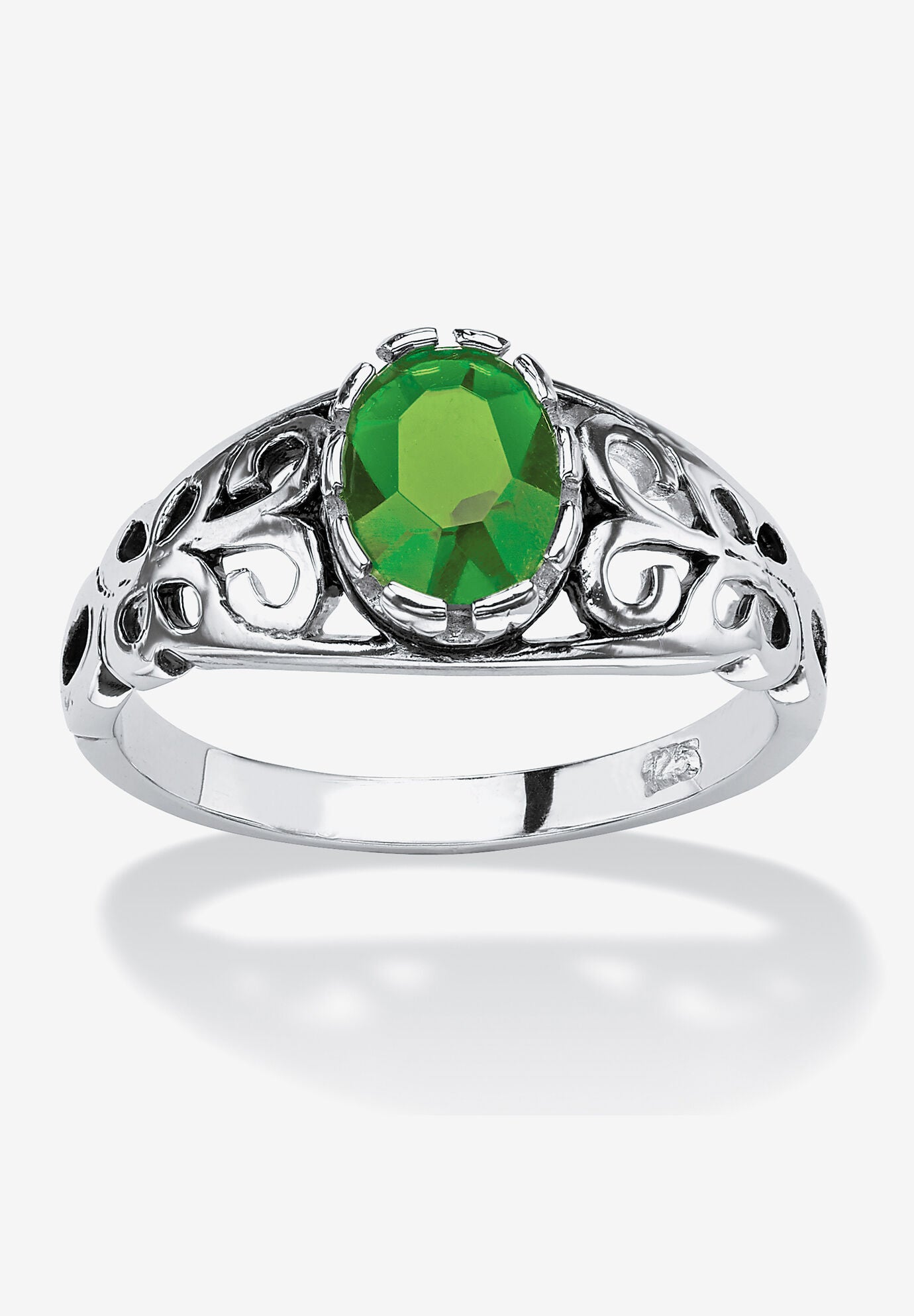 Sterling Silver Swirl Simulated Birthstone Ring, AUGUST, hi-res image number 0