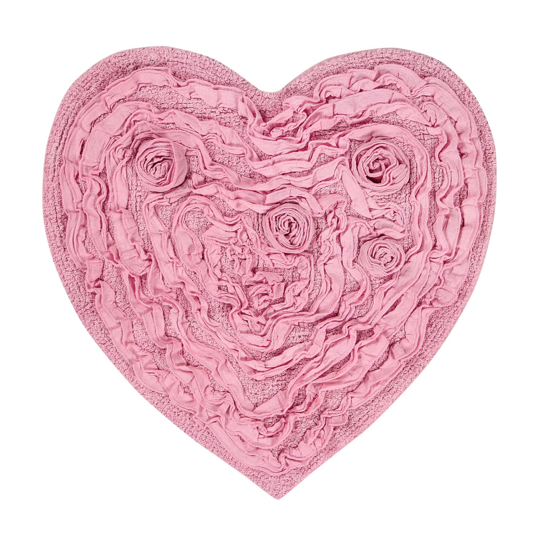Bellflower Heart Bath Rug, PINK, hi-res image number 0