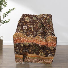 Audrey Boho Botanical Quilted Throw Blanket, Chocolate