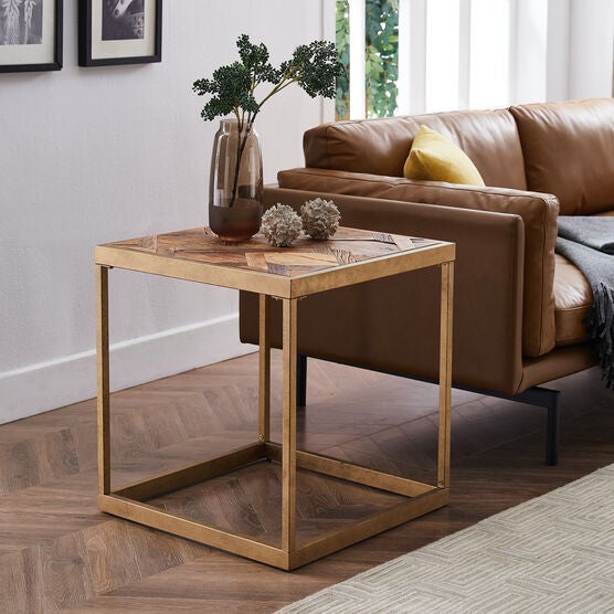 Dorville Reclaimed Wood Patchwork End Table, BROWN, hi-res image number null