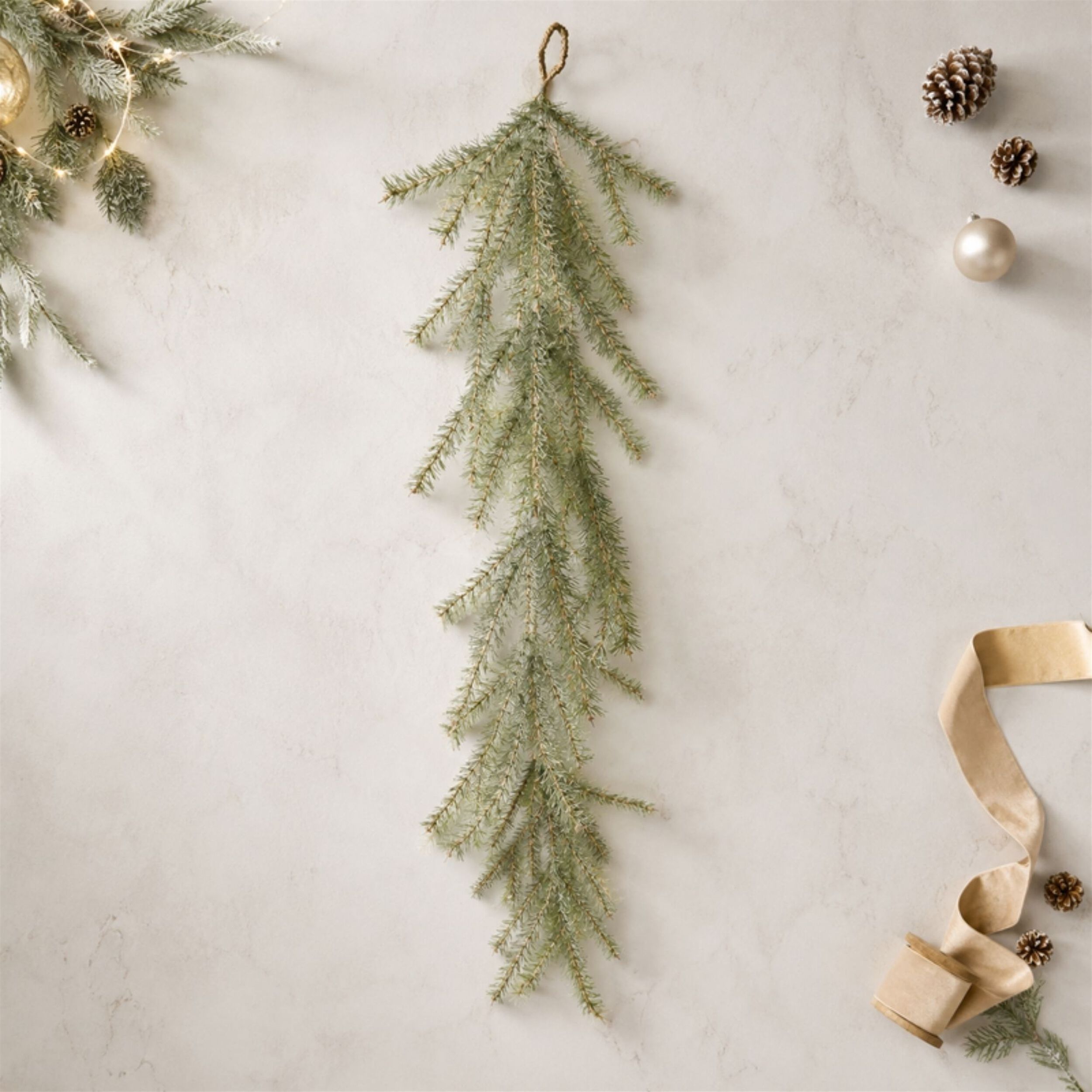 Glitter Pine Hanging Garland 48 inches, GREEN, alternate image number 2