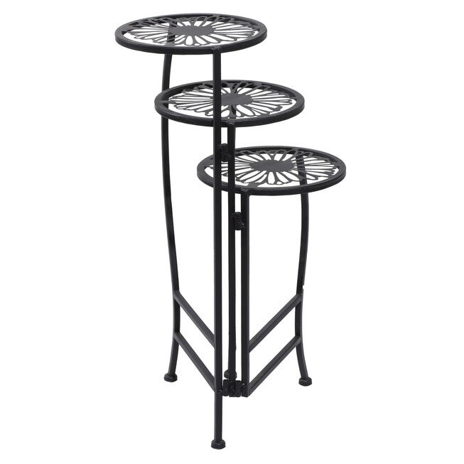 Set Of 3 Black Metal Traditional Plantstand, , alternate image number null