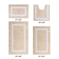Hotel Collections Bath Mat Rug 4 Piece Set (17" X 24" | 20" X 20" | 21" X 34" | 24" X 40")