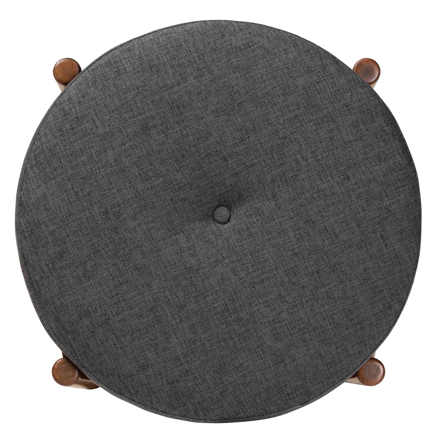 Iliana Japandi Dark Grey Fabric And Walnut Brown Finished Wood Ottoman Footstool, , alternate image number 9