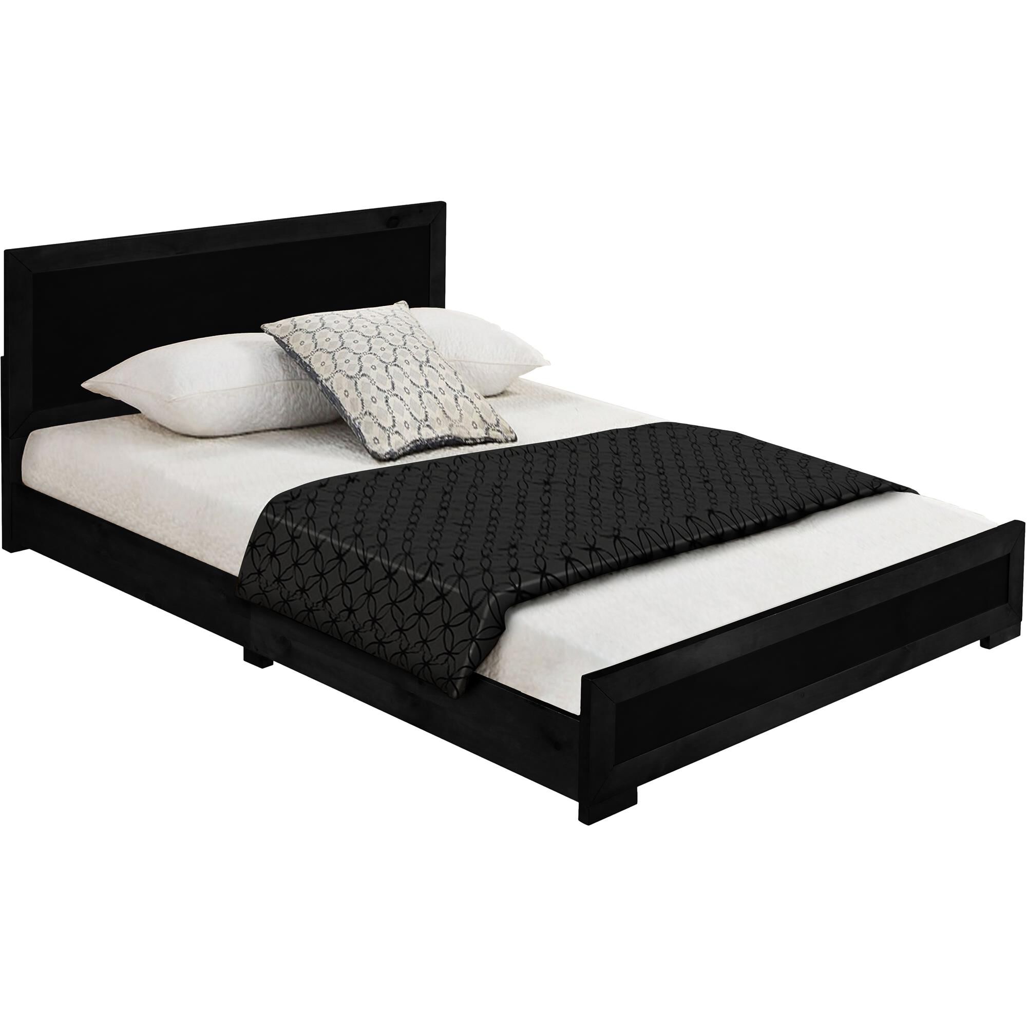 Oxford Platform Bed, Walnut, Twin, BLACK, alternate image number 1