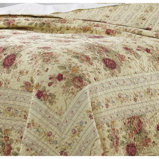 Antique Rose Quilt And Pillow Sham Set, , alternate image number null