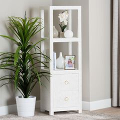 Xavier Grasscloth Tall Storage Cabinet