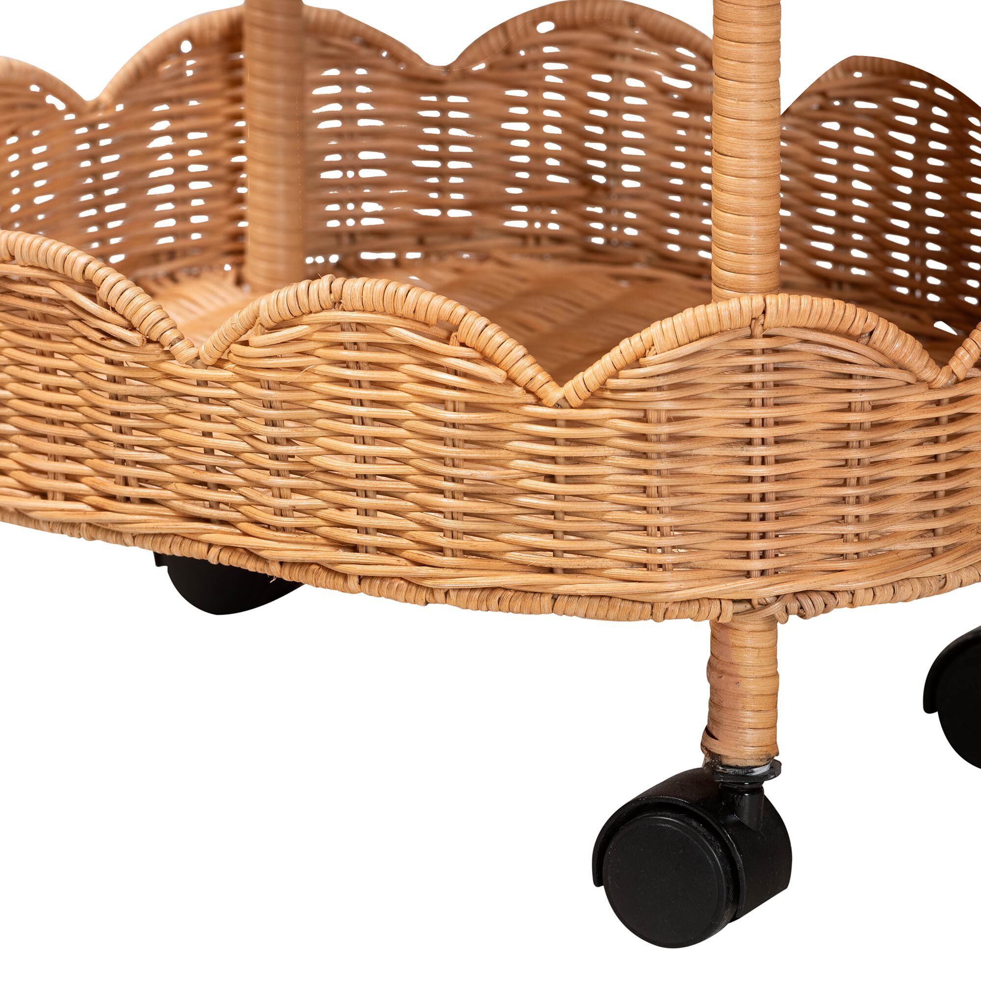 Bulana Natural Rattan 3-Tier Rolling Storage Cart, HONEY, alternate image number 6