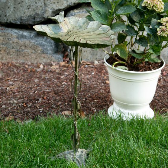 Verdigris Leaf Birdbath, , alternate image number null