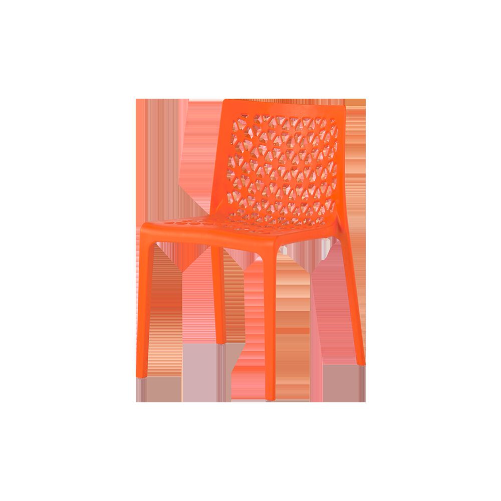 Set of 4 Milan Stackable Outdoor Dining Chairs, ORANGE, hi-res image number 0