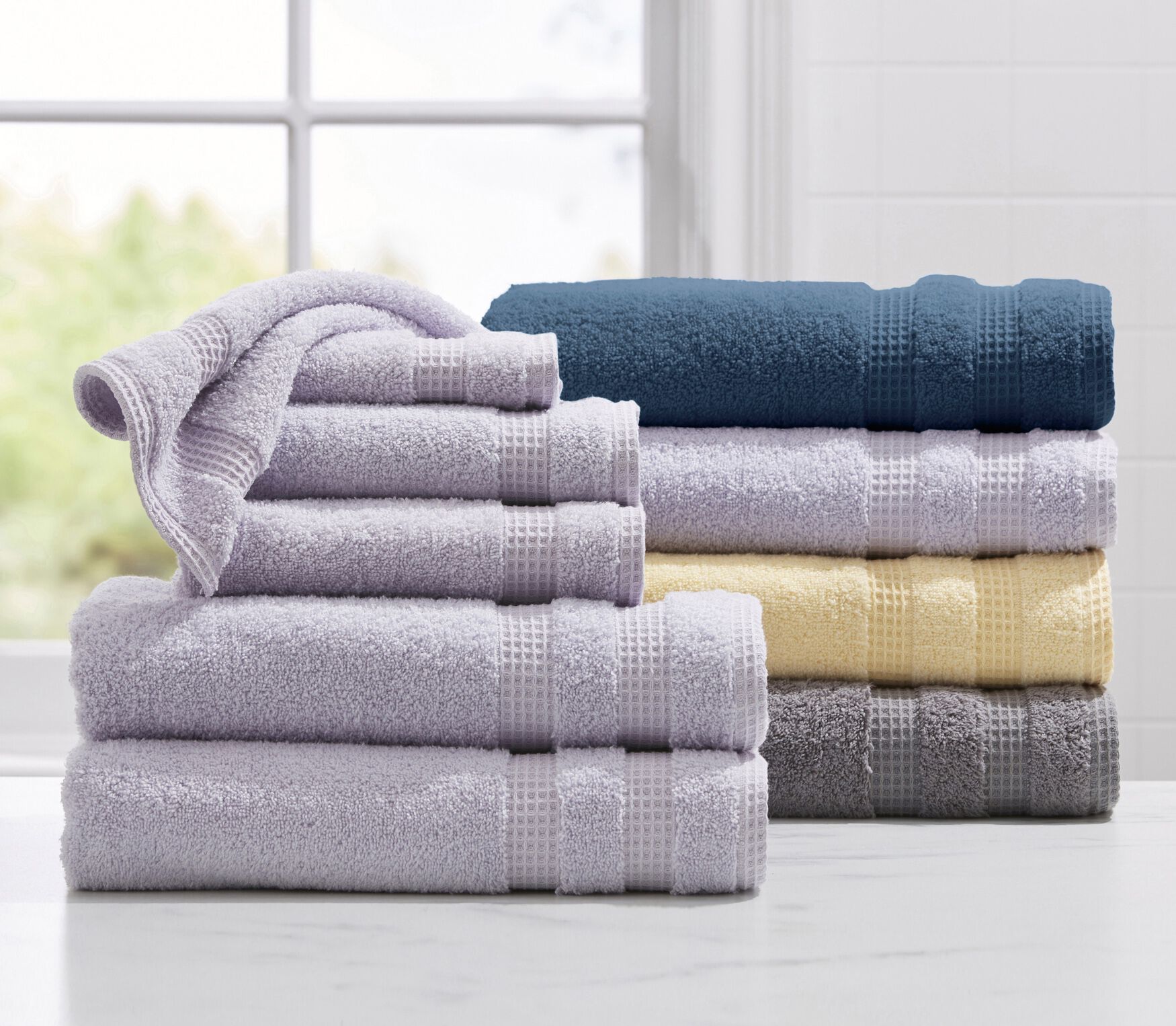 Waffle Quick Dry 6-PC Bath Set, MAIZE, on-hover image number 1