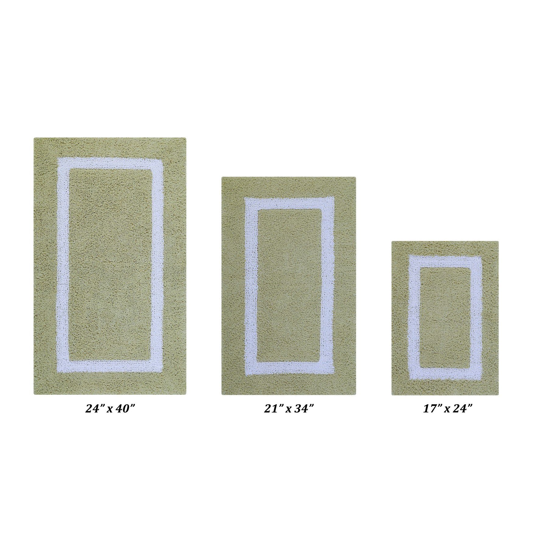 Hotel Collectionis Bath Mat Rug 3 Piece Set (17 inches x 24 inches | 21 inches x 34 inches | 24 inches x 40 inches), SAGE WHITE, hi-res image number 0
