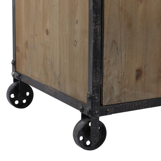 Industrial Rectangular Brown Wood and Metal Multi-Tiered Clothing Rack, 72"H x 44"L x 17"W, , alternate image number null