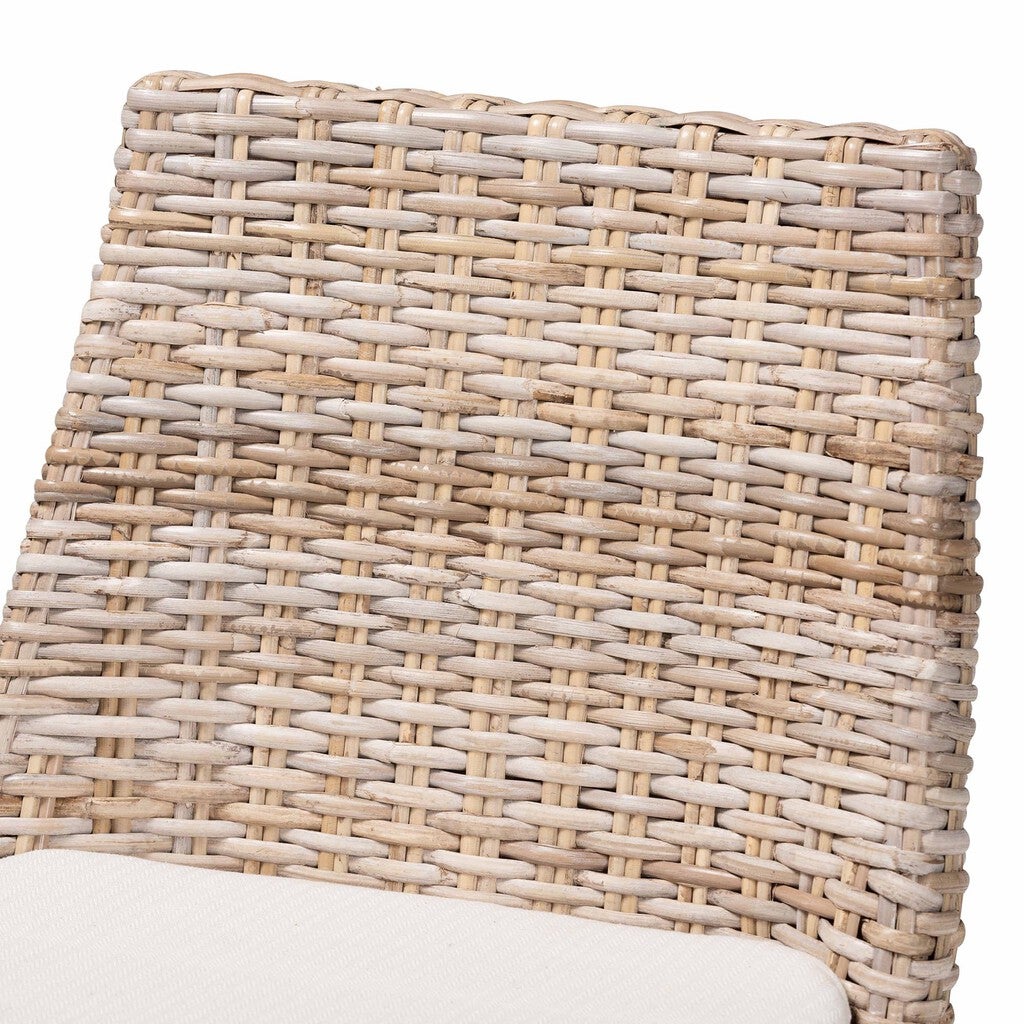 Close-up of woven rattan texture on the chair back