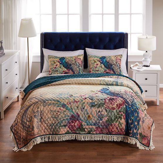 Eden Peacock Quilt and Pillow Sham Set, ECRU, hi-res image number null