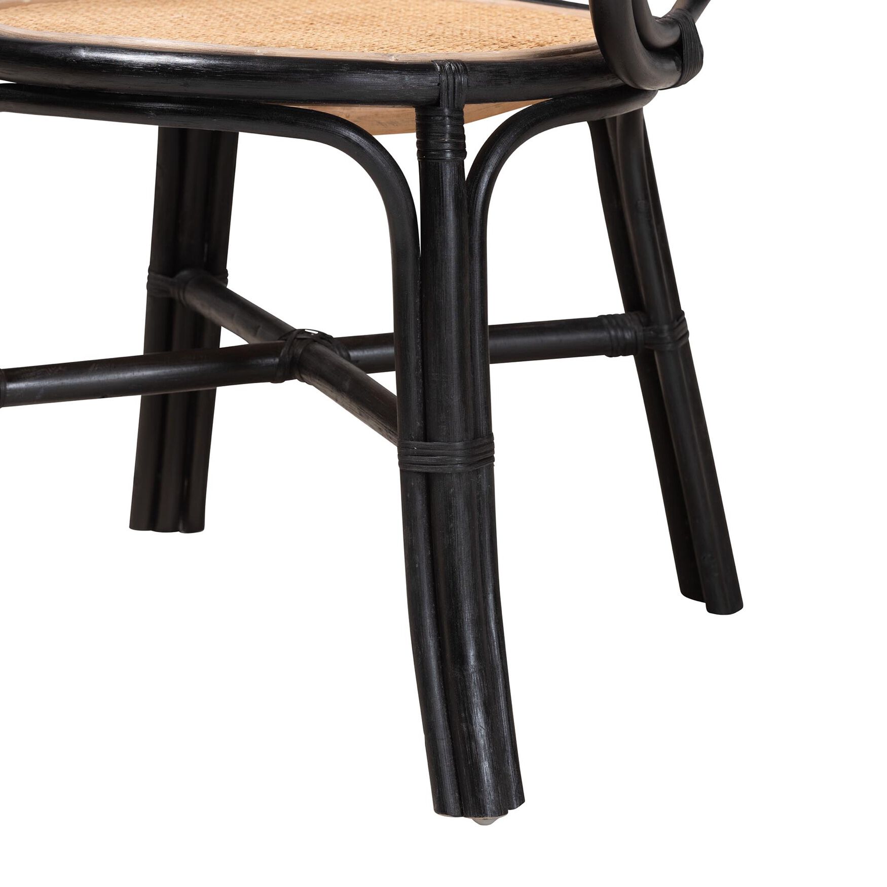Palesa Modern Bohemian Two-Tone Black And Natural Brown Rattan Dining Chair, , alternate image number 14