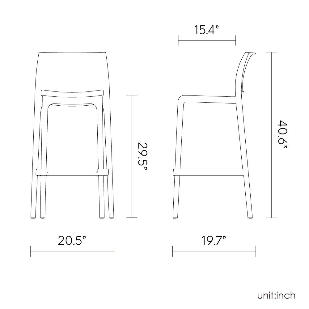 Set of 2 Rue Outdoor Stackable Bar Stools, WHITE, alternate image number 4