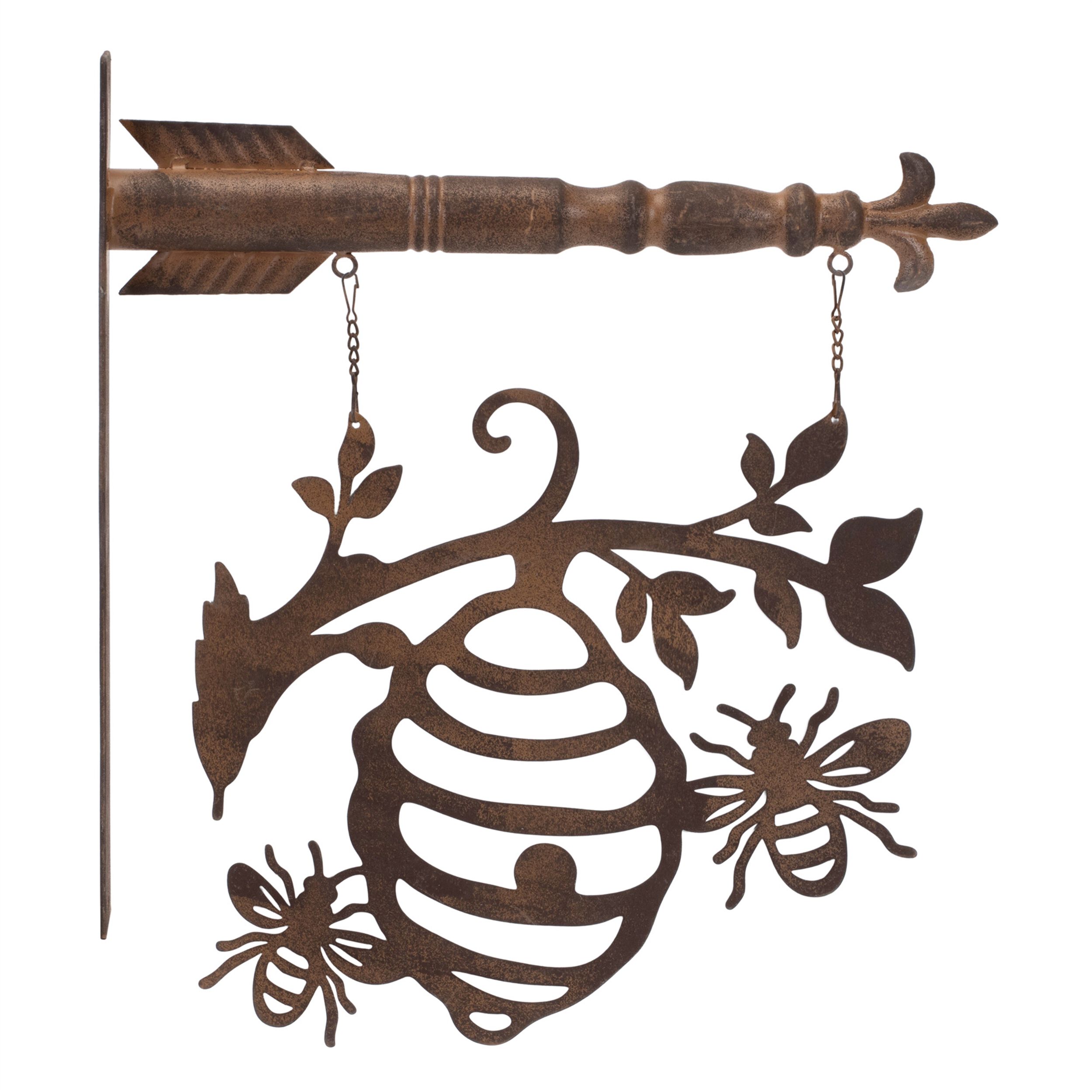 Bumble Bee Hive Garden Sign 15.5 inchesH, BRONZE, hi-res image number 0