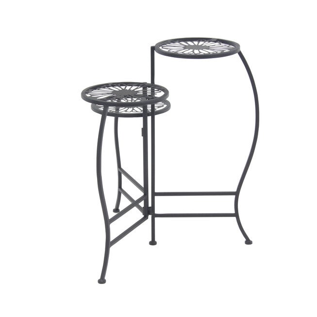 Set Of 3 Black Metal Traditional Plantstand, , alternate image number null