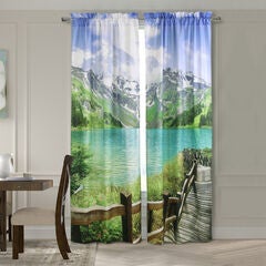 Photo Real Landscape Light Filtering Pole Top Curtain Panel Pair