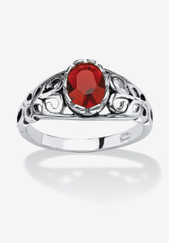 Sterling Silver Swirl Simulated Birthstone Ring