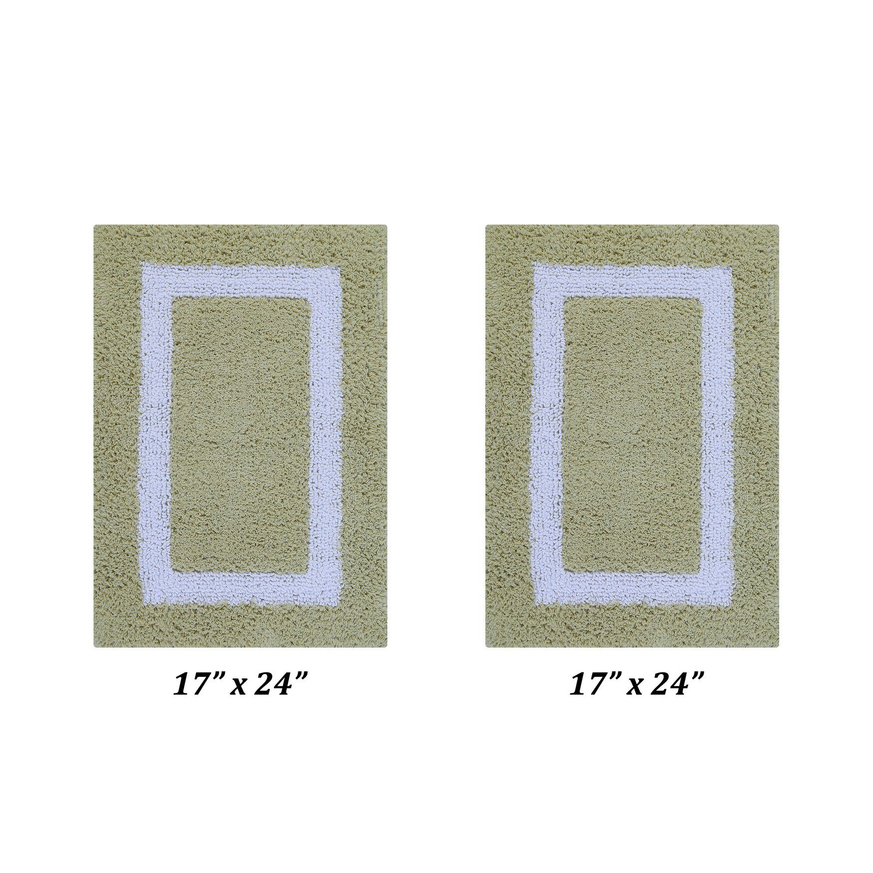 Hotel Collections Bath Mat Rug 2 Piece Set (17 inches X 24 inches | 17 inches X 24 inches), SAGE WHITE, hi-res image number 0