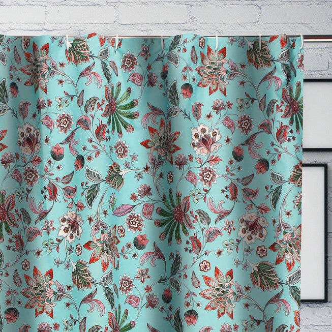 Audrey Turquoise Bath Shower Curtain, , on-hover image number 1