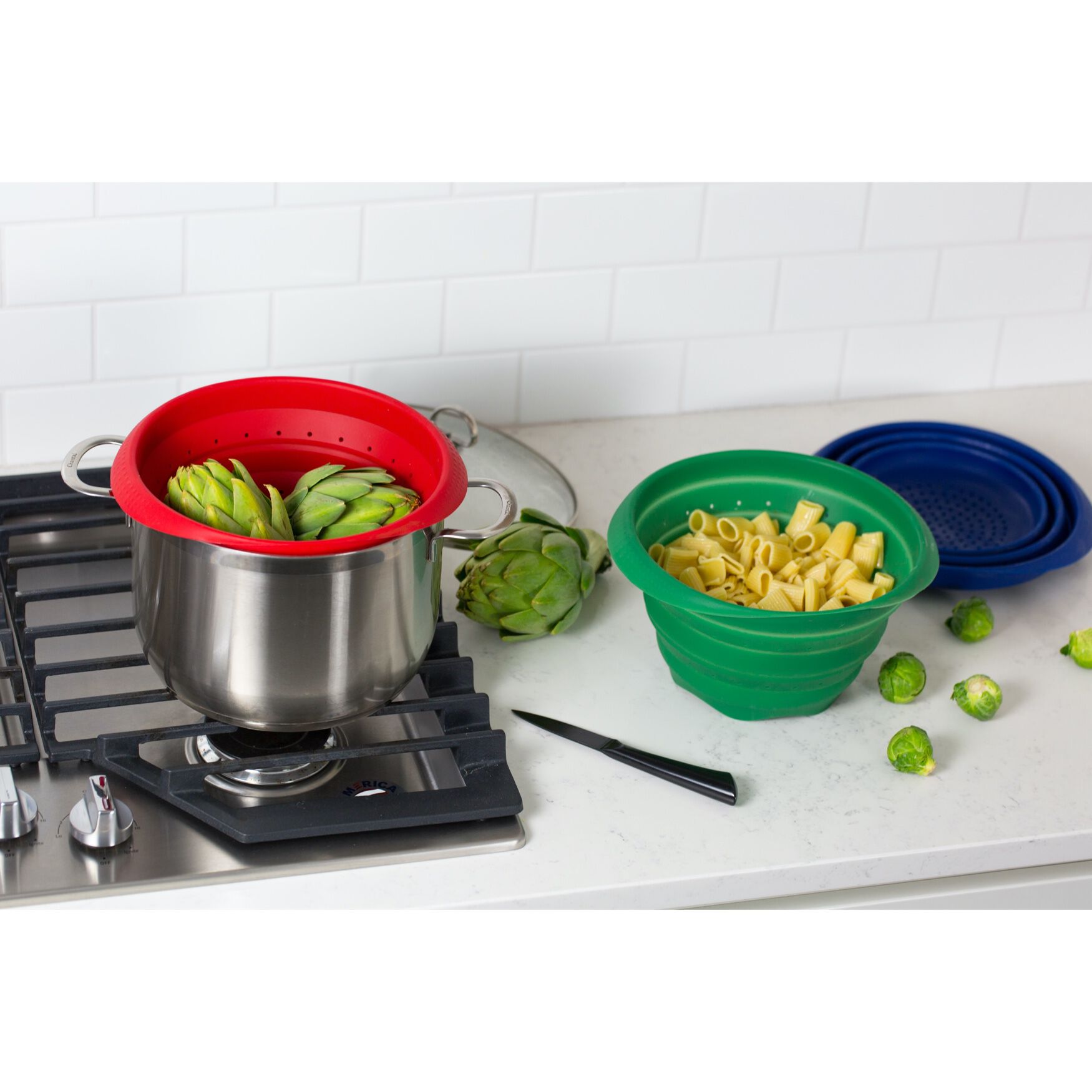 Fashionable Silicone Collapsible Colander, Green Roaman's