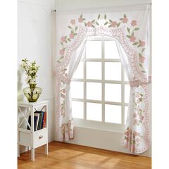 Bloomfield Collection in Floral Design 100% Cotton Tufted Chenille Curtain 2 Piece Set