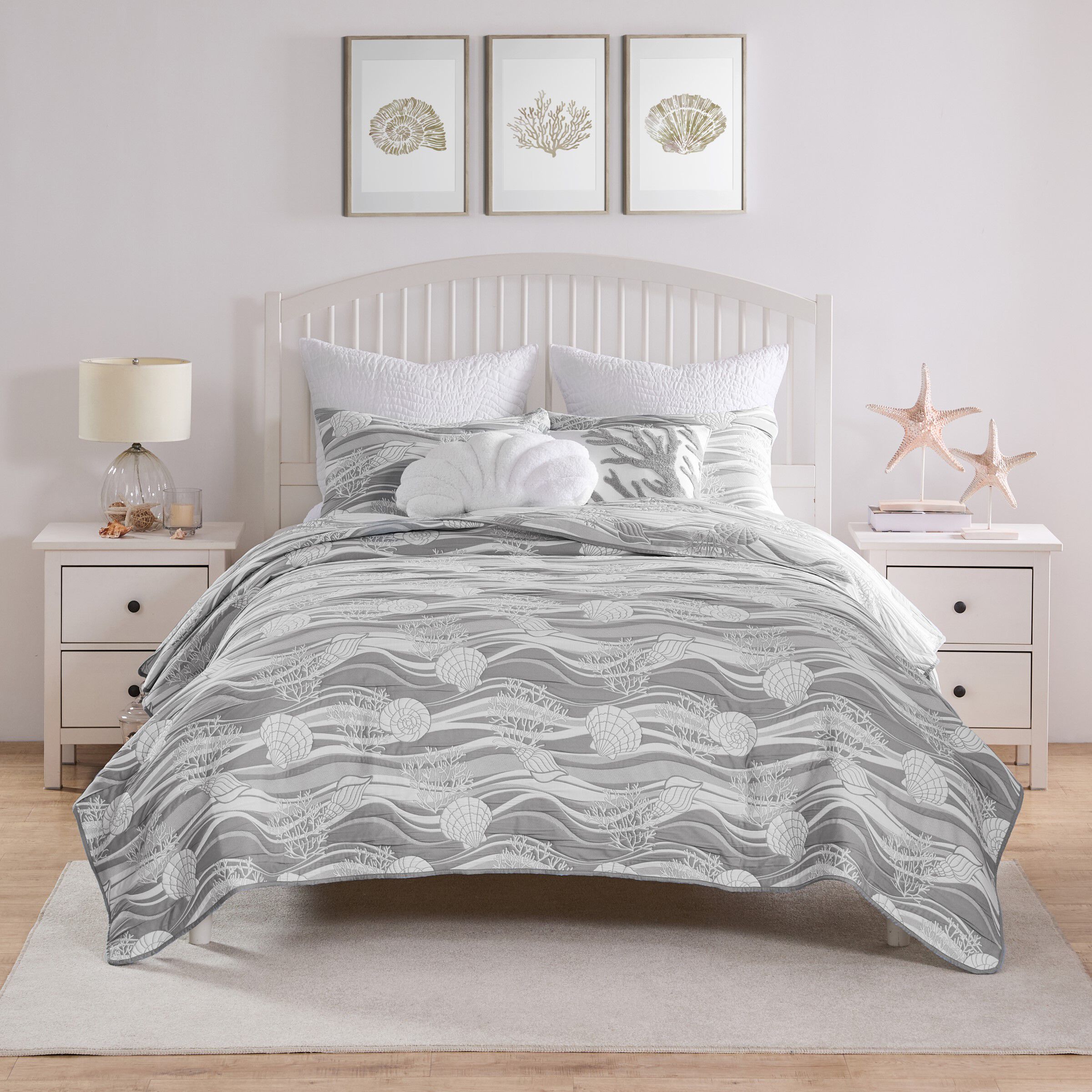 Greenland Home Fashions Dover Reversible Matelassé Coverlet Set, HARBOR GRAY, alternate image number 4